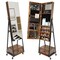 Jewelry Cabinet Floor Type Lockable Jewelry Storage Box with High Full-Length Mirror Bottom Drawer Shelves